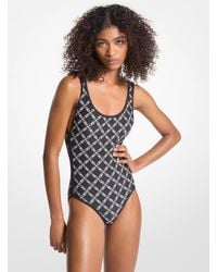 MICHAEL Michael Kors - Mk Empire Logo Print Swimsuit - Lyst