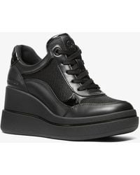 MICHAEL Michael Kors - Michael Kors Emmy Leather And Mesh Wedge Trainer - Lyst