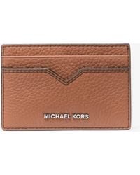 Michael Kors - Mk Hudson Pebbled Leather Card Case - Lyst