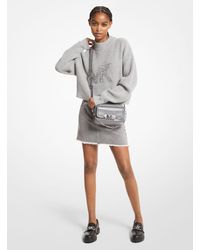 Michael Kors Embellished Logo Wool Blend Sweater - Gray