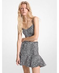 Michael Kors - Leopard Print Stretch Crepe Skirt - Lyst