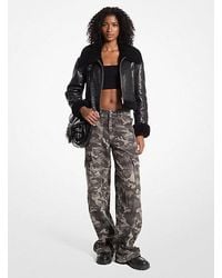 MICHAEL Michael Kors - Mk Camouflage Denim Wide-Leg Cargo Trousers - Lyst