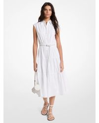 MICHAEL Michael Kors - Mk Belted Cotton Poplin Sleeveless Shirtdress - Lyst