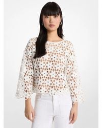 Michael Kors - Mirror-Embellished Floral Crochet Top - Lyst