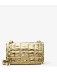 Michael Kors - Tribeca Small Quilted Metallic Lizard Embossed Leather Shoulder Bag - Lyst