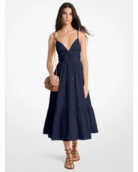 MICHAEL Michael Kors - Mk Cotton Poplin Midi Dress - Lyst