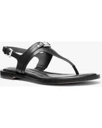 MICHAEL Michael Kors - Mk Mandy Leather T-Strap Sandal - Lyst
