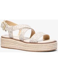 MICHAEL Michael Kors - Lynn Signature Logo Platform Espadrille Sandal - Lyst