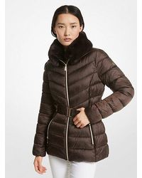 Michael Kors - Faux Fur Trim Quilted Nylon Packable Puffer Jacket - Lyst
