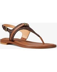MICHAEL Michael Kors - Mk Mandy Signature Logo T-Strap Sandal - Lyst