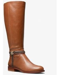 Michael Kors - Mindy Leather And Signature Logo Trim Boot - Lyst