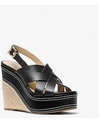 Michael Kors - Mk Nora Leather Wedge Sandal - Lyst