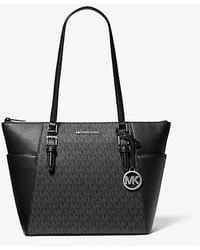Michael Kors - Charlotte Large Logo And Leather Top-Zip Tote Bag - Lyst