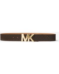 Michael Kors Cinturón reversible con motivo de cocodrilo en relieve y logotipos - Blanco