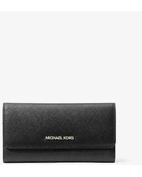 Michael Kors - Jet Set Travel Crossgrain Leather Tri-Fold Wallet - Lyst