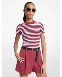 MICHAEL Michael Kors - Mk Striped Stretch Knit Short-Sleeve Jumper - Lyst