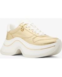 MICHAEL Michael Kors - Mk Arla Metallic Leather Trainer - Lyst