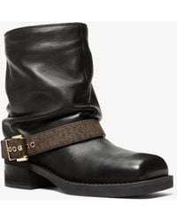 MICHAEL Michael Kors - Mk Colby Leather And Signature Logo Ankle Boot - Lyst