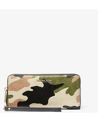 Michael Kors - Jet Set Travel Large Camouflage Print Calf Hair Continental Wallet - Lyst