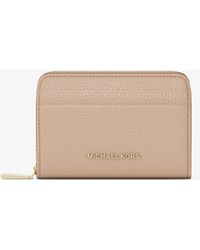 MICHAEL Michael Kors - Mk Jet Set Small Pebbled Leather Zip-Around Card Case - Lyst