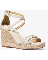 MICHAEL Michael Kors - Mk Sandale Mandy En Cuir À Logo Signature Et À Semelle Compensée - Lyst