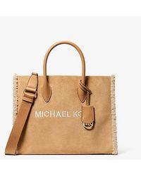Michael Kors - Mirella Medium Suede And Faux Shearling Tote Bag - Lyst