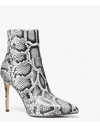 Michael Kors - Rue Snake Embossed Leather Ankle Boot - Lyst