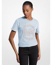 Michael Kors - Studded Logo Charm Organic Cotton Jersey T-Shirt - Lyst