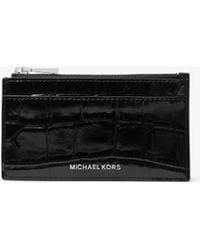 MICHAEL Michael Kors - Mk Jet Set Small Crocodile Embossed Leather Card Case - Lyst