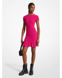 MICHAEL Michael Kors - Mk Smocked Georgette Mini Dress - Lyst