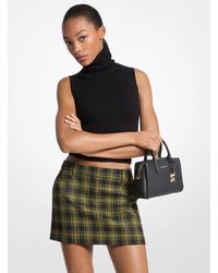 MICHAEL Michael Kors - Mk Plaid Print Stretch Wool Skirt - Lyst
