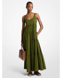 MICHAEL Michael Kors - Mkvestido De Algodón Elástico Con Capas - Lyst