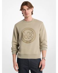 Michael Kors - Mk Logo Charm Cotton Blend Crewneck Sweatshirt - Lyst
