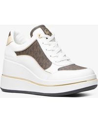 MICHAEL Michael Kors - Mk Emmy Signature Logo And Leather Wedge Trainer - Lyst