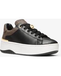 MICHAEL Michael Kors - Mk Dottie Leather And Signature Logo Trainers - Lyst