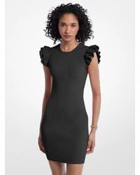 Michael Kors - Ruffled Stretch Viscose Mini Dress - Lyst