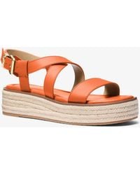 MICHAEL Michael Kors - Lynn Leather Platform Espadrille Sandal - Lyst