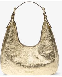 MICHAEL Michael Kors - Nolita Small Metallic Crackled Leather Hobo Shoulder Bag - Lyst