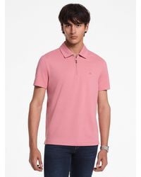 Michael Kors - Mk Cotton Blend Piqué Zip-Up Polo Shirt - Lyst