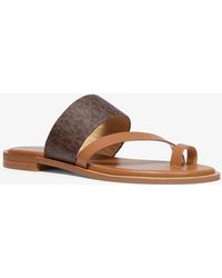 Michael Kors Sandalia Pratt De Piel Con Logotipo - Marrón