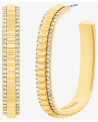 Michael Kors - Large Pavé-Tone Brass Hoop Earrings - Lyst