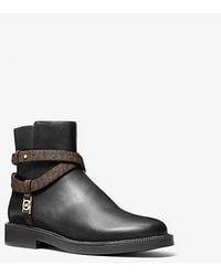 MICHAEL Michael Kors - Mk Abigail Leather And Signature Logo Trim Ankle Boot - Lyst