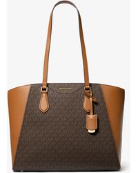 MICHAEL Michael Kors - Taryn Large Signature Logo And Leather Tote Bag - Lyst