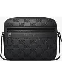 Michael Kors - Jet Set Logo Embossed Leather Crossbody Bag - Lyst