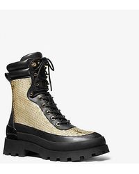 Michael Kors - Rowan Embellished Leather Lace-up Boot - Lyst