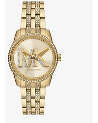 Michael Kors - Mk Mini Bryant Pavé Logo-Tone Watch - Lyst
