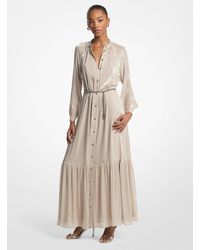 MICHAEL Michael Kors - Mk Robe Caftan À Ceinture En Georgette Métallisée Froissée - Lyst
