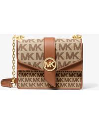 Michael Kors Greenwich Small Color-block Logo And Saffiano Leather 