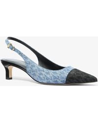 MICHAEL Michael Kors - Mk Amara Signature Logo Print Denim Slingback Pump - Lyst