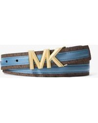 MICHAEL Michael Kors - Mk Signature Logo And Leather Belt - Lyst